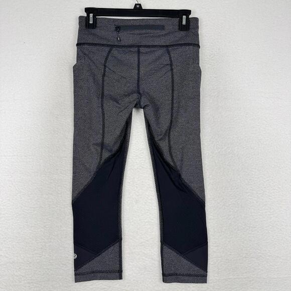 Lululemon Womens 6 Pace Rival Crop Leggings Herringbone Gray Yoga Running Gym - Picture 2 of 8